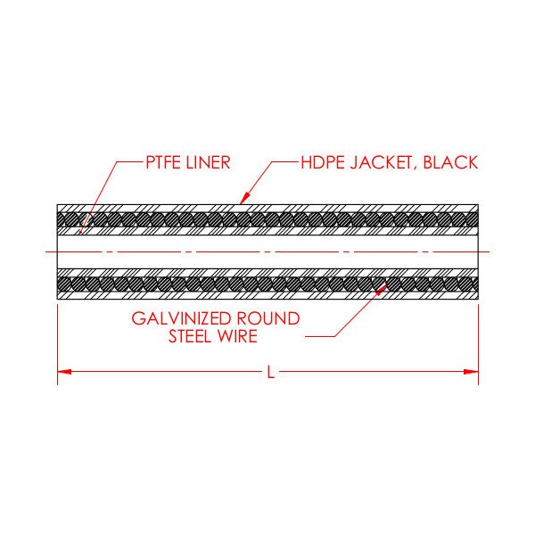 0.093 Inch (in) Maximum Mating Cable Diameter and 0.305 Inch (in) Finished Diameter Push-Pull Cable Casing - Image 2