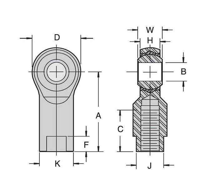 Stainless Steel Self-Lubricating Rod End - Female 1/2-20 - Image 2
