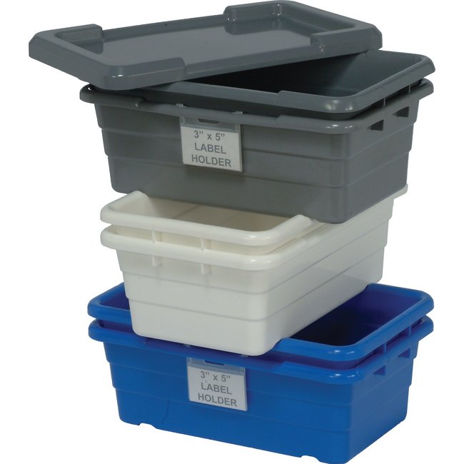 Blue Quantum Cross Stack Tub - 17-1/4"L x 11"W, FDA Approved, Holds 100 lb, Blue - Image 1