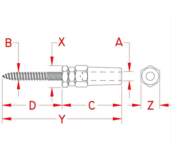 Quick Attach™ Wood Stud - 316 Stainless Steel, Suncor Exclusive - Image 2