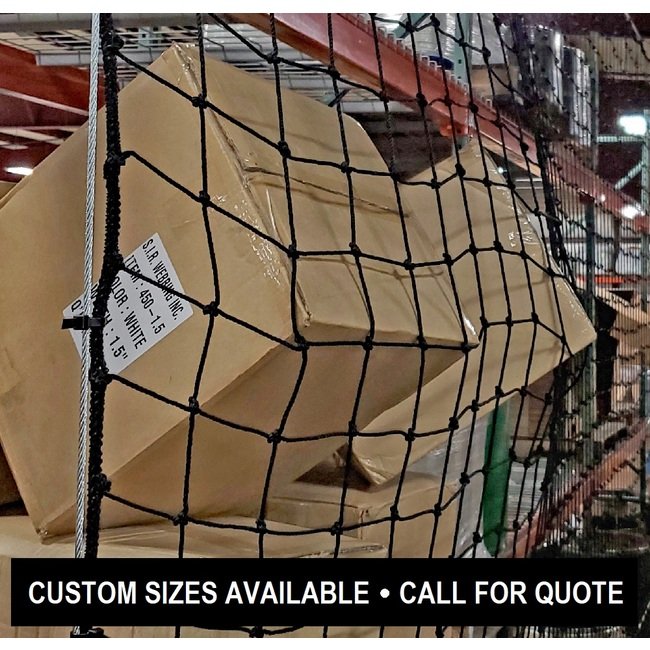 Industrial Grade 96" Square Mesh Pallet Rack Guard Net System - 2 Bays, 1250 lb Load Rating - Image 1