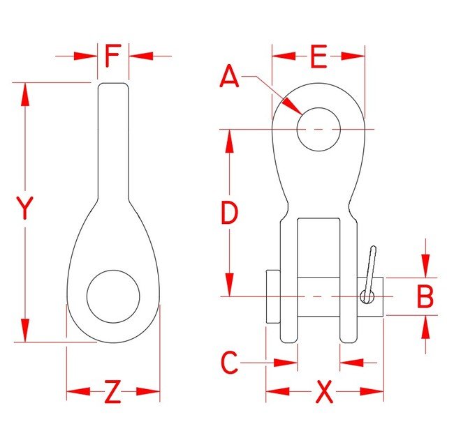 Grade 316 Stainless Steel Rigging Toggle with Clevis Pin - Image 2