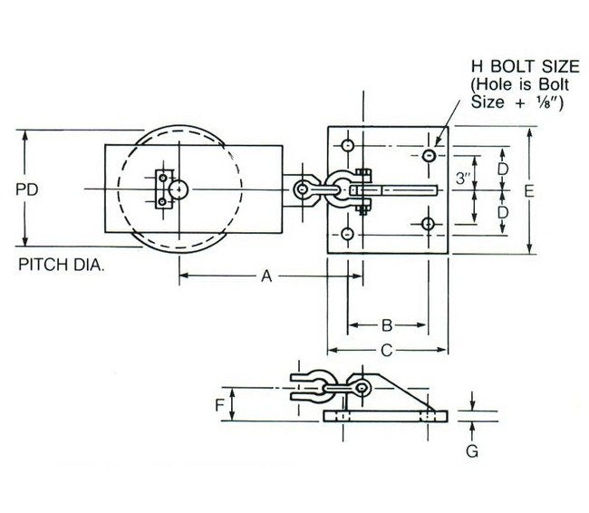 Electric Winch Bend Sheaves with Mounting Frame - 12000 lbs Capacity, 3/4" Wire Rope - Image 1