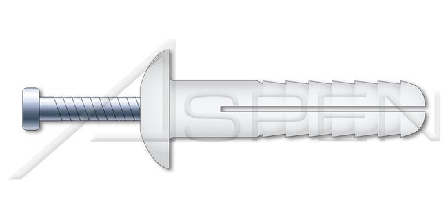 Mushroom Head White Nylon Body/Steel Pin Drive Pin Rivet - Image 1