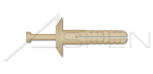 Truss Head Beige Nylon Body/Pin Drive Pin Rivet - Image 1