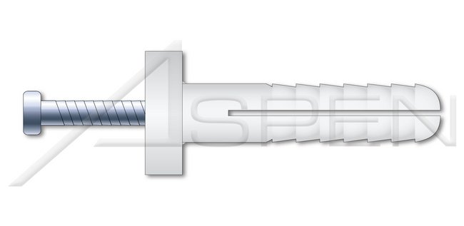 Round Head White Nylon Body/Steel Pin Drive Pin Rivet - Image 1