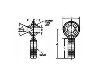 Chromoly Steel Rod Ends - Male, Chromoly Steel Ball, PTFE Lined - Image 2