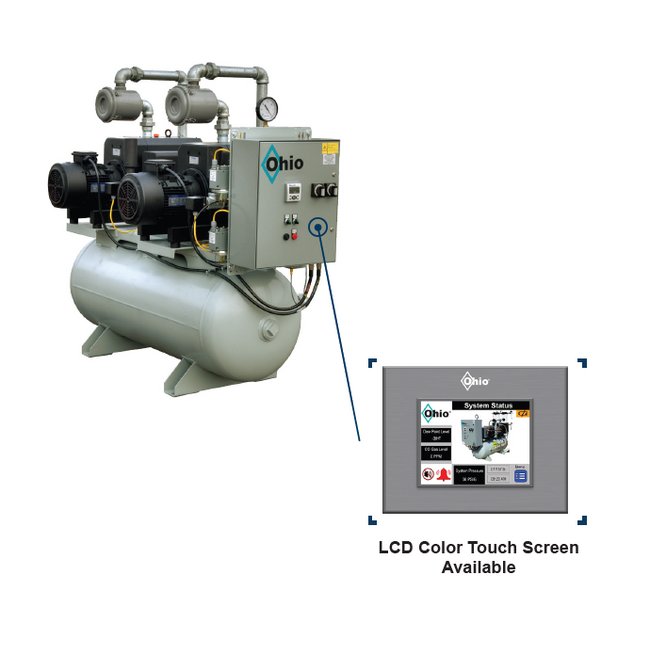 91 Inch (in) Height (C) Tank Mounted Duplex Rotary Claw Vacuum System - Image 2