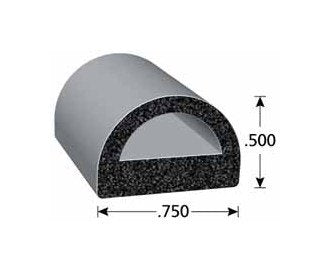 EPDM Sponge Rubber Seal Roll - 50ft 'D' Ribbed Section - Image 1