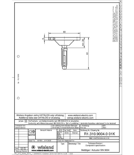 Wieland SIN 9004 Actuating Switch - Image 2