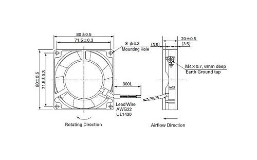 San Ace 80 Series AC Fan - 80x80x20mm, 115V, Aluminum Frame - Image 2