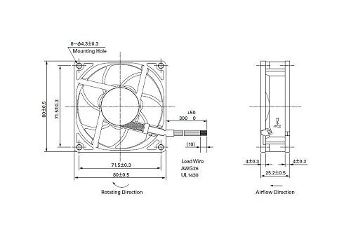 San Ace 80W Series Splash Proof Fan - 80x80x25 mm - Image 2