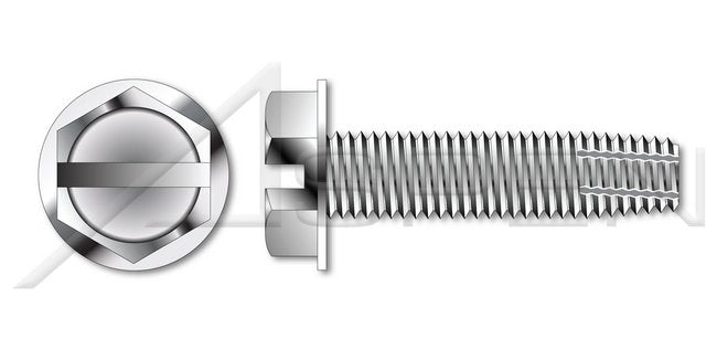 AISI 304 Stainless Steel (18-8) Type "F" Hex Slotted Indented Washer Head Thread Cutting Screw - Image 1