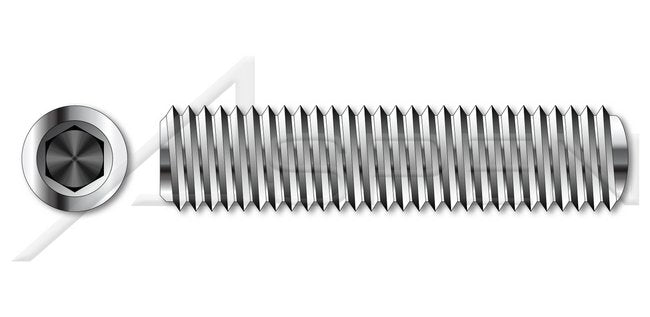 AISI 304 Stainless Steel (18-8) Oval Point Full Thread Hex Socket Set Screw - Image 1