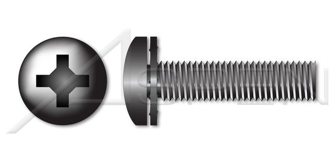 Steel Black Zinc Pan Phillips® Drive Internal Tooth Washer Safety and Environmental Management System (SEMS) Machine Screw - Image 1