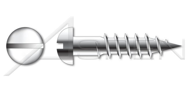 Round Slot Drive AISI 304 Stainless Steel (18-8) Wood Screw - Image 1