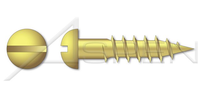 Round Slot Drive Brass Wood Screw - Image 1