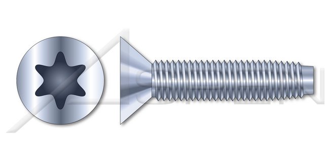 Steel Zinc Plated and Waxed Flat Head 6Lobe Torx® Drive Trilobe Thread Rolling Screw for Metals - Image 1