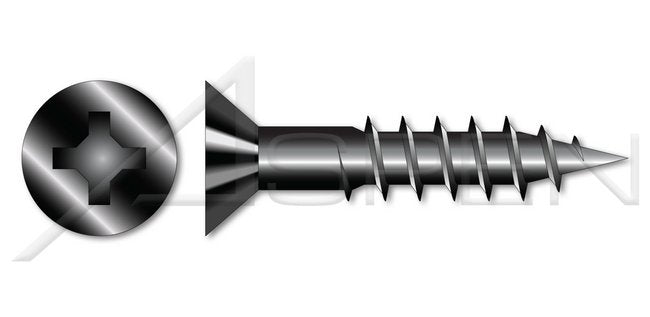 Flat Phillips® Drive Steel Black Oxide Wood Screw - Image 1