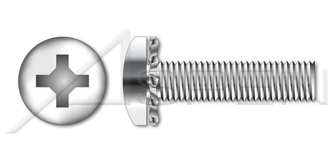 A2 Stainless Steel Pan Phillips® Drive External Tooth Washer Safety and Environmental Management System (SEMS) Machine Screw - Image 1