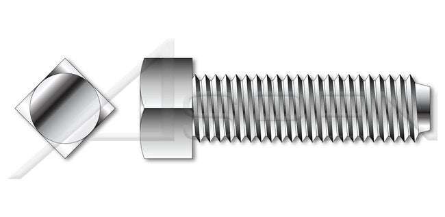 AISI 316 Stainless Steel Square Head Cup Point Full Thread Set Screw - Image 1