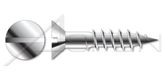 Flat Slot Drive AISI 304 Stainless Steel (18-8) Wood Screw - Image 1