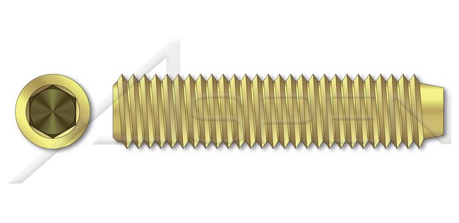 Brass Cup Point Full Thread Hex Socket Set Screw - Image 1