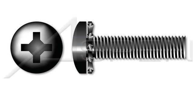 Steel Black Oxide Pan Phillips® Drive External Tooth Washer Safety and Environmental Management System (SEMS) Machine Screw - Image 1