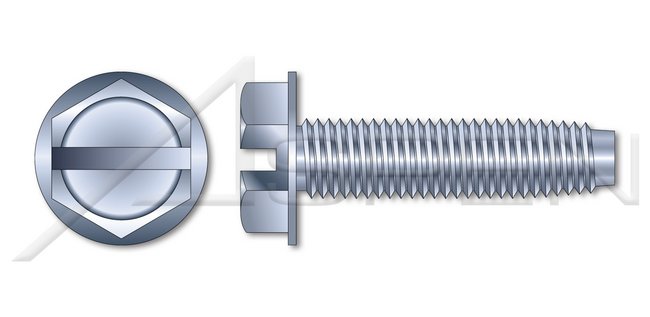 Steel Zinc Plated and Waxed Hex Slotted Indented Washer Head Trilobe Thread Rolling Screw for Metals - Image 1