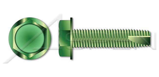 Steel Green Zinc and Baked Type "23" Hex Indented Washer Head Grounding Thread Cutting Screw - Image 1