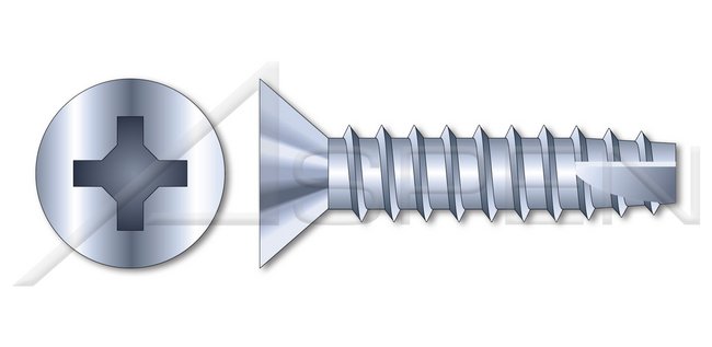 Steel Zinc Plated and Baked Type "25" Flat Head Phillips® Drive Thread Cutting Screw - Image 1