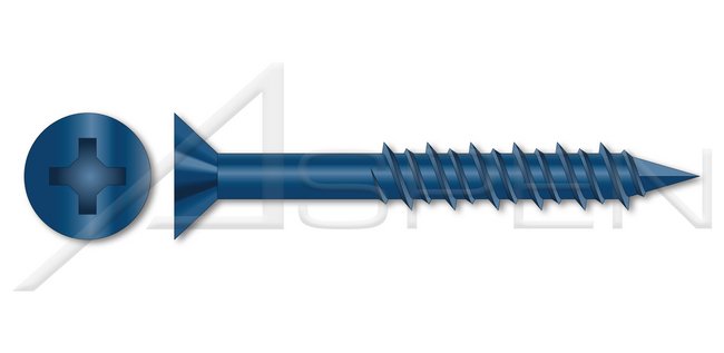 Steel Blue Ruspert Ceramic Coating Flat Phillips® Drive Concrete Screw - Image 1