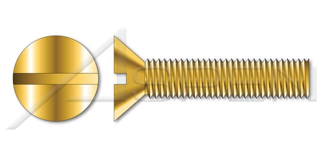 Brass Flat Slot Drive Full Thread Metric Machine Screw - Image 1