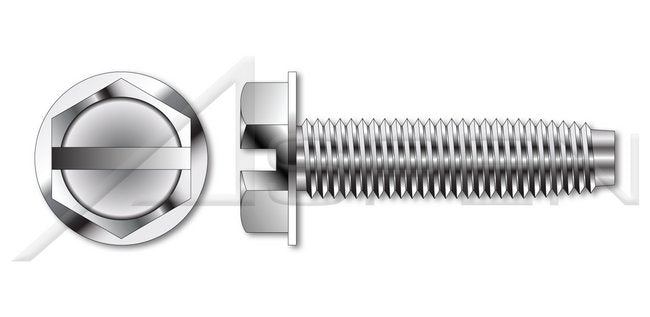 18-8 Stainless Steel Passivated and Waxed Hex Indented Washer Head Slotted Drive Trilobe Thread Rolling Screw for Metals - Image 1