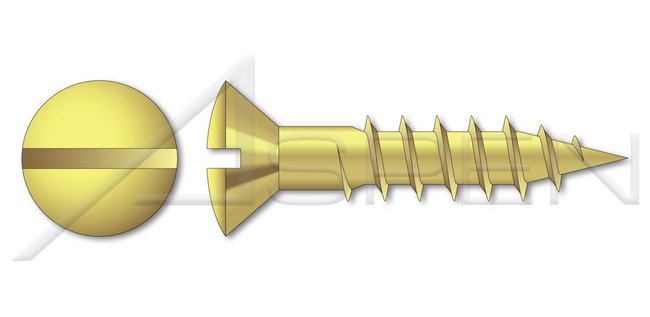 Oval Slot Drive Brass Wood Screw - Image 1