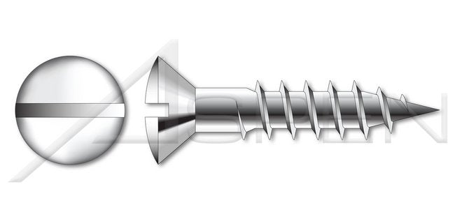 Oval Slot Drive AISI 304 Stainless Steel (18-8) Wood Screw - Image 1