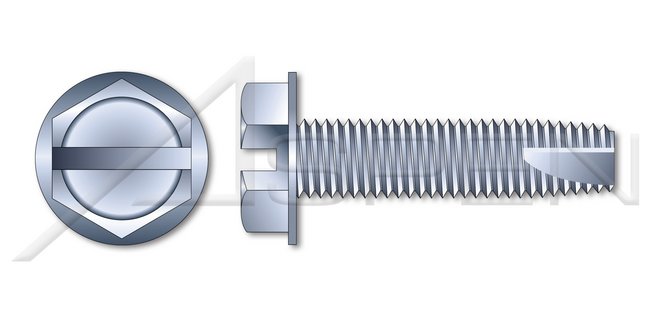 Steel Zinc Plated Type "23" Hex Slotted Indented Washer Head Thread Cutting Screw - Image 1