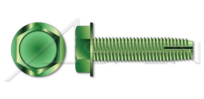 Steel Green Zinc and Baked Type "1" Hex Indented Washer Head Grounding Thread Cutting Screw - Image 1