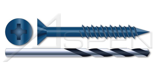 Steel Blue Ruspert Ceramic Coating Drill Bit Flat Phillips® Drive Concrete Screw - Image 1