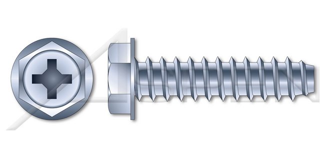 Steel Zinc Plated and Baked Type "B" Hex Indented Slotted Self-Tapping Sheet Metal Screw - Image 1