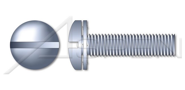 Steel Zinc Plated and Baked Pan Slot Drive Internal Tooth Washer Safety and Environmental Management System (SEMS) Machine Screw - Image 1