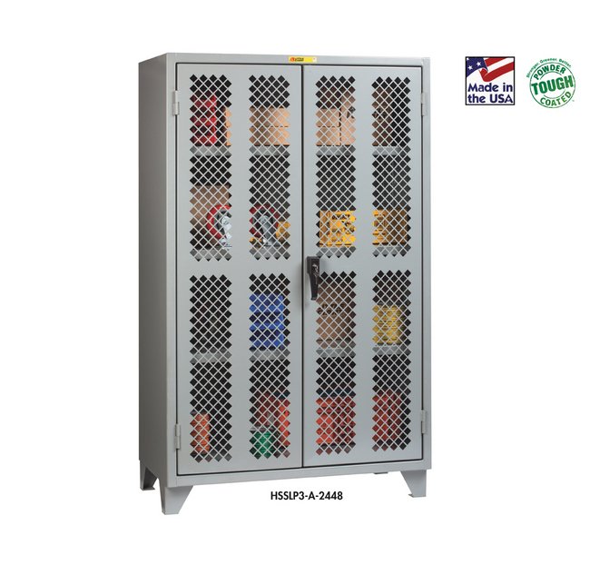 12 Gauge Clear View Storage Cabinet - 60x78x30, 2 Shelves, Diamond Perforated Doors - Image 1