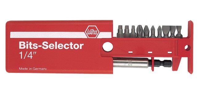Wiha 1/4" Slotted/Phillips/Square Bit Selector Set with Magnetic Holder - Image 1