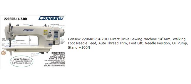 Consew Model 2206RB-14-7DD Sewing Machine - Image 2
