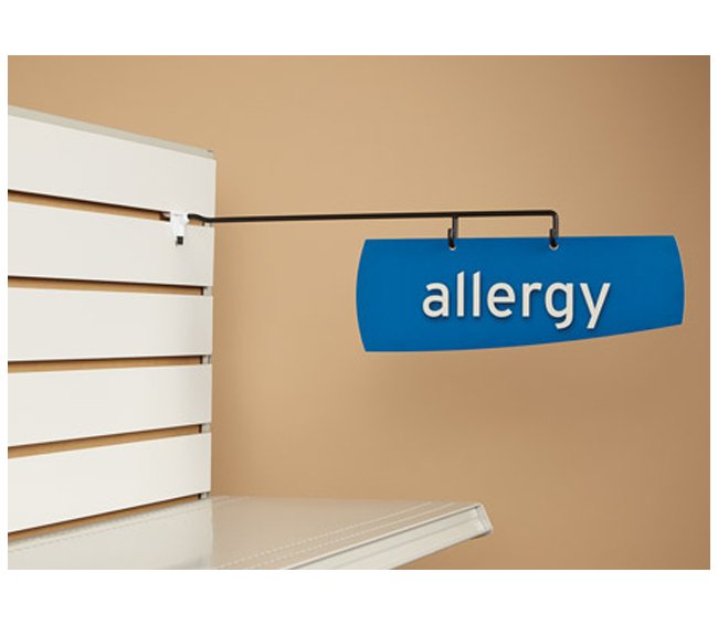 16" Straight Aisle Sign Arm Hanger - Black Steel - Image 1
