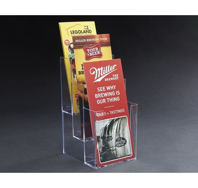 Three-Level Clear Styrene Brochure Display Stand - Image 1