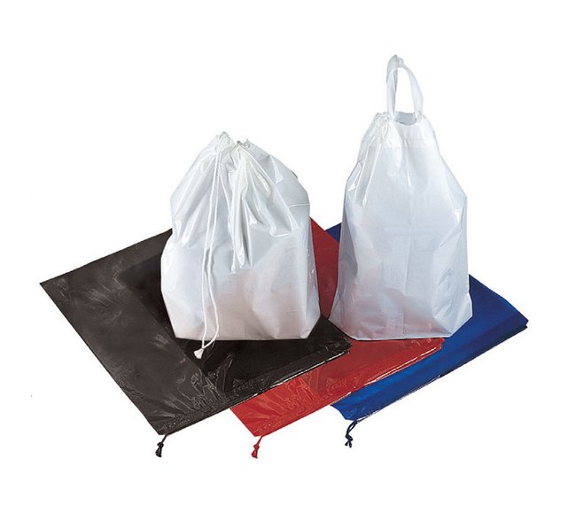 18 Inch White Polyethylene Material Handling Bag with Single Drawstring - Image 1