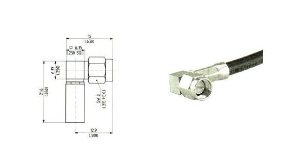 SMA Right Angle Cable Plugs (Male) - RG 58, 400 - Image 2