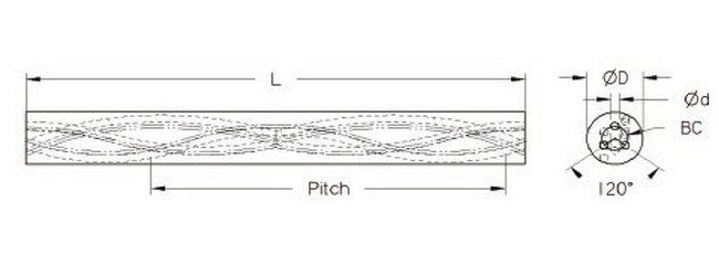 UM12 Grade 18.30mm Diameter 3-Hole 30 Degree Unground Carbide Rod - Image 2