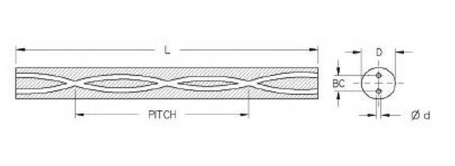 UM12 Grade 12mm Two Hole Carbide Rod - Image 2